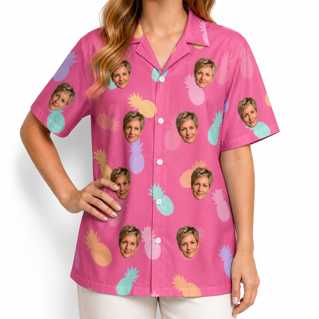 Women's Citrus Splash Custom Face Hawaiian Shirt