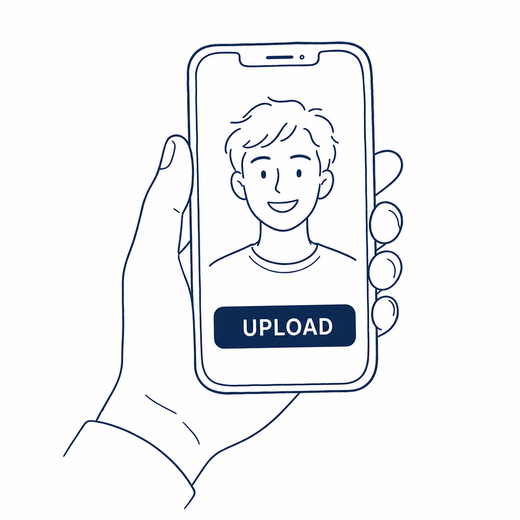 Upload a face photo from your phone