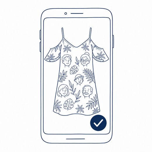 Preview your custom face off-shoulder dress before you pay