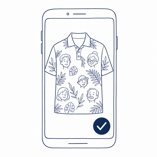 Preview your custom face polo shirt before you pay