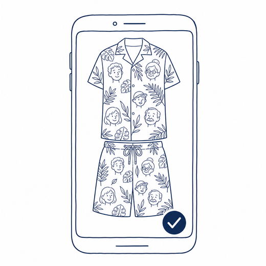 Preview your custom face shirt & shorts set before you pay