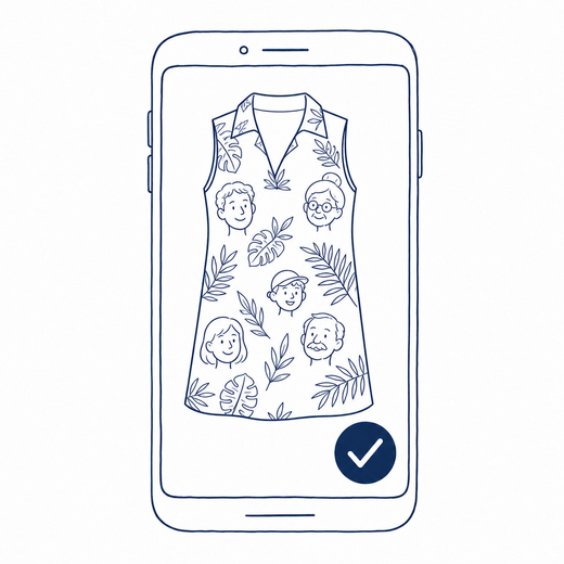 Preview your custom face v-neck dress before you pay