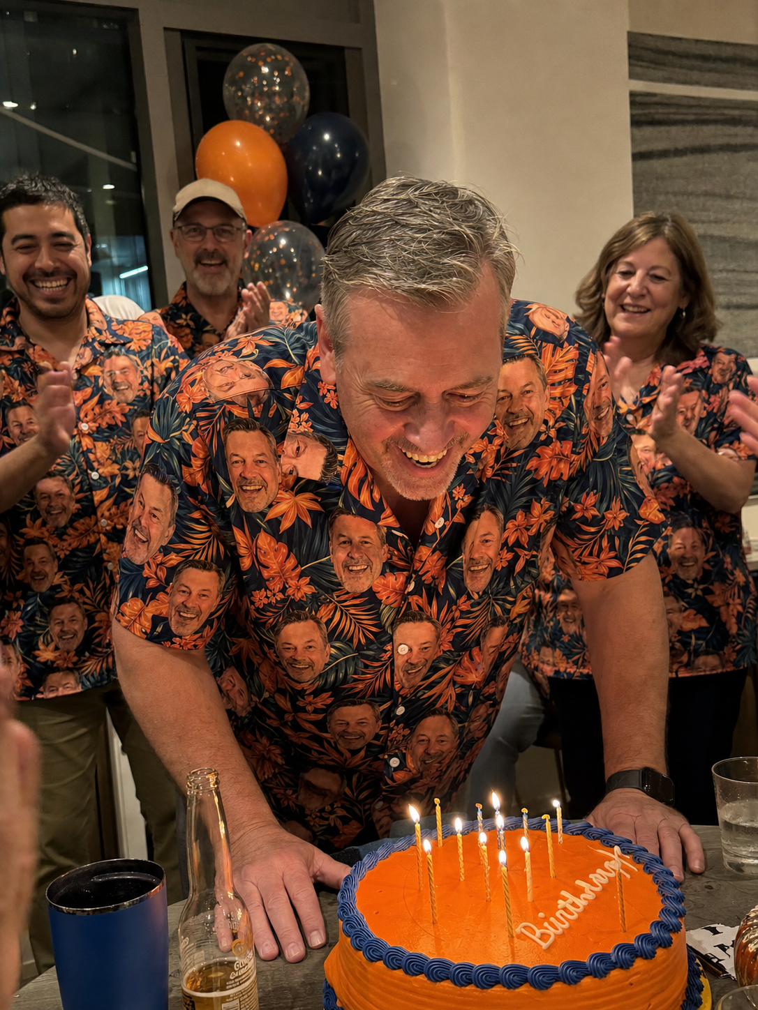 Custom face Hawaiian shirt at a birthday party