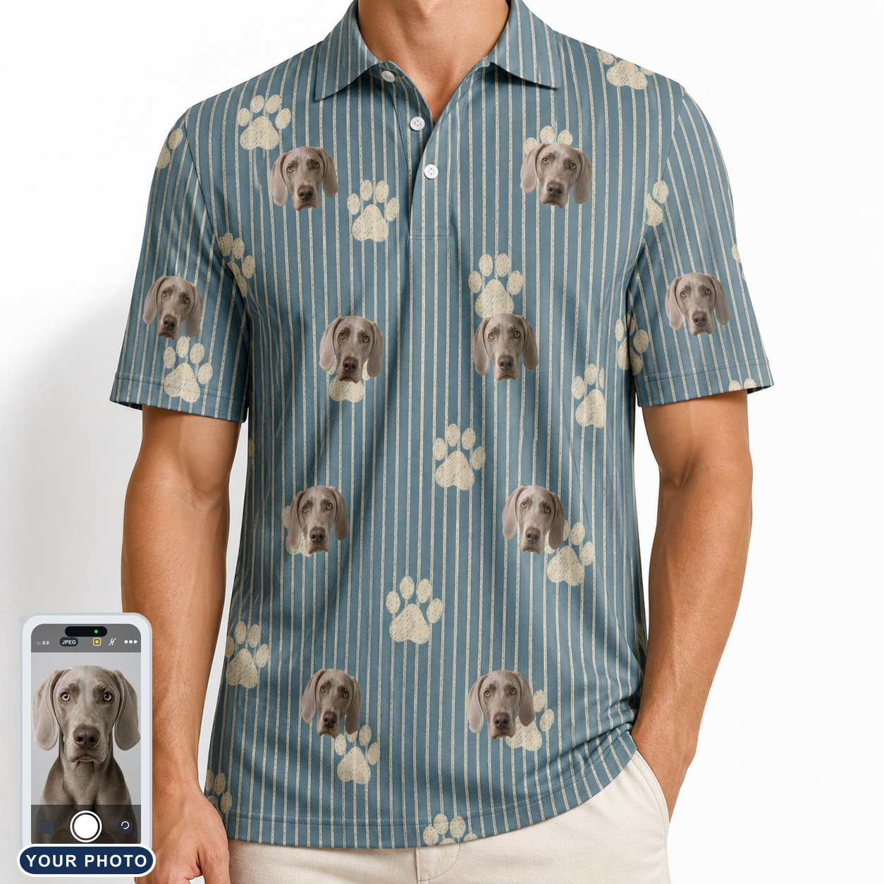 Men's Muzzle Marks Custom Dog Face Polo Shirt