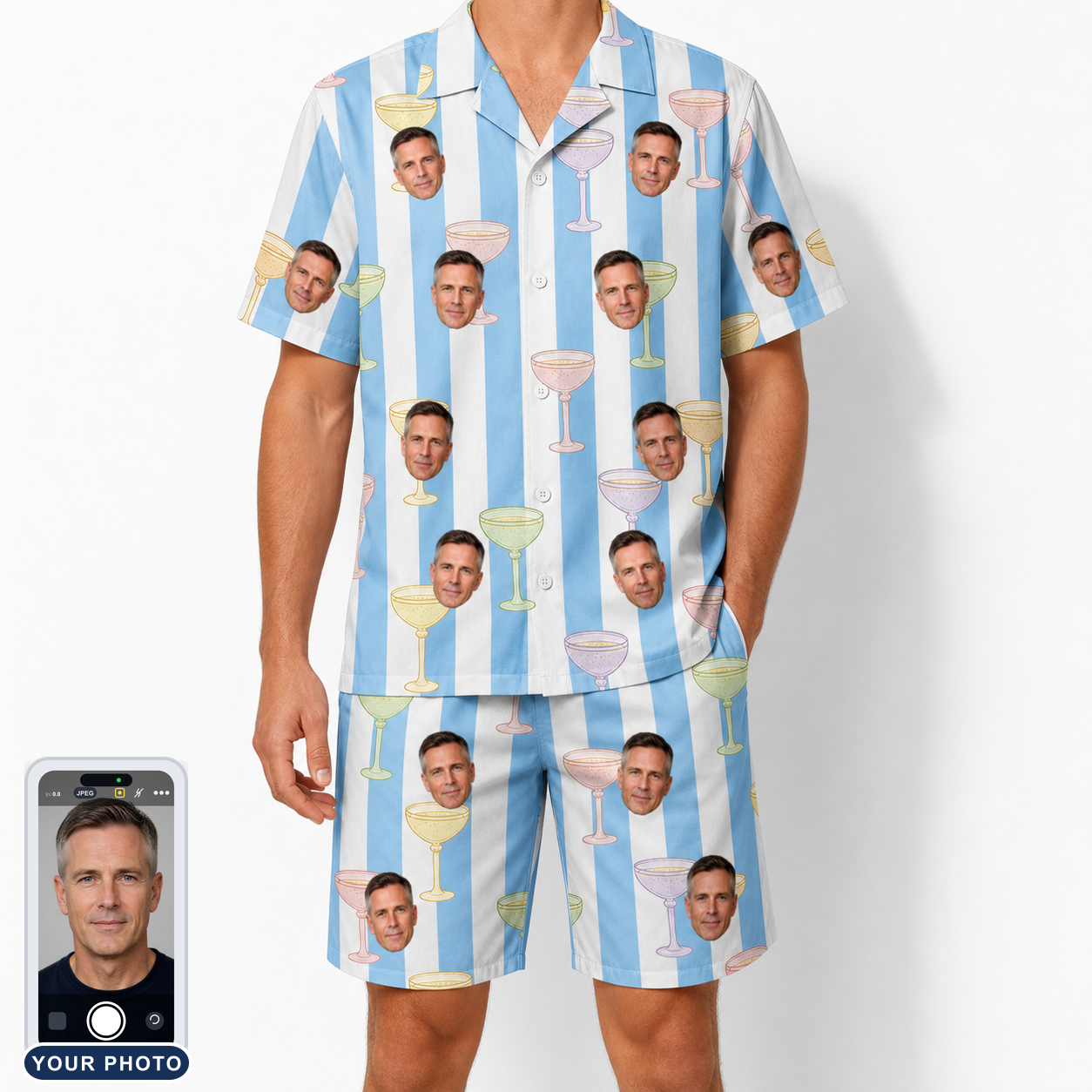 Men's Clink Wink Custom Face Shirt & Shorts Set
