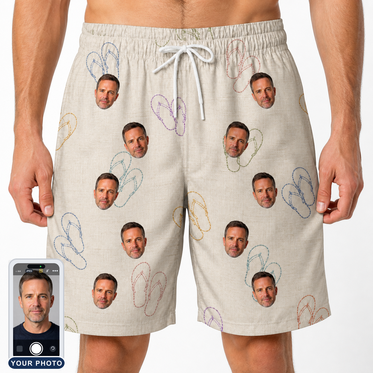 Men's Kin Kicks Custom Face Beach Shorts