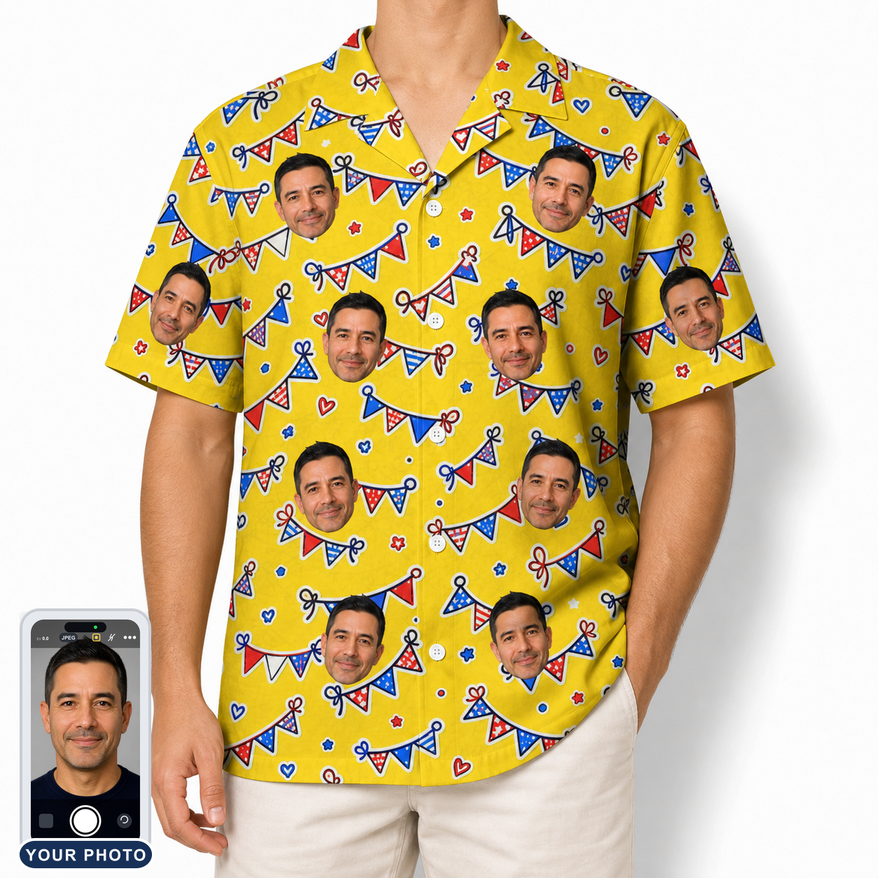 Men's Banner Bash Custom Face Hawaiian Shirt