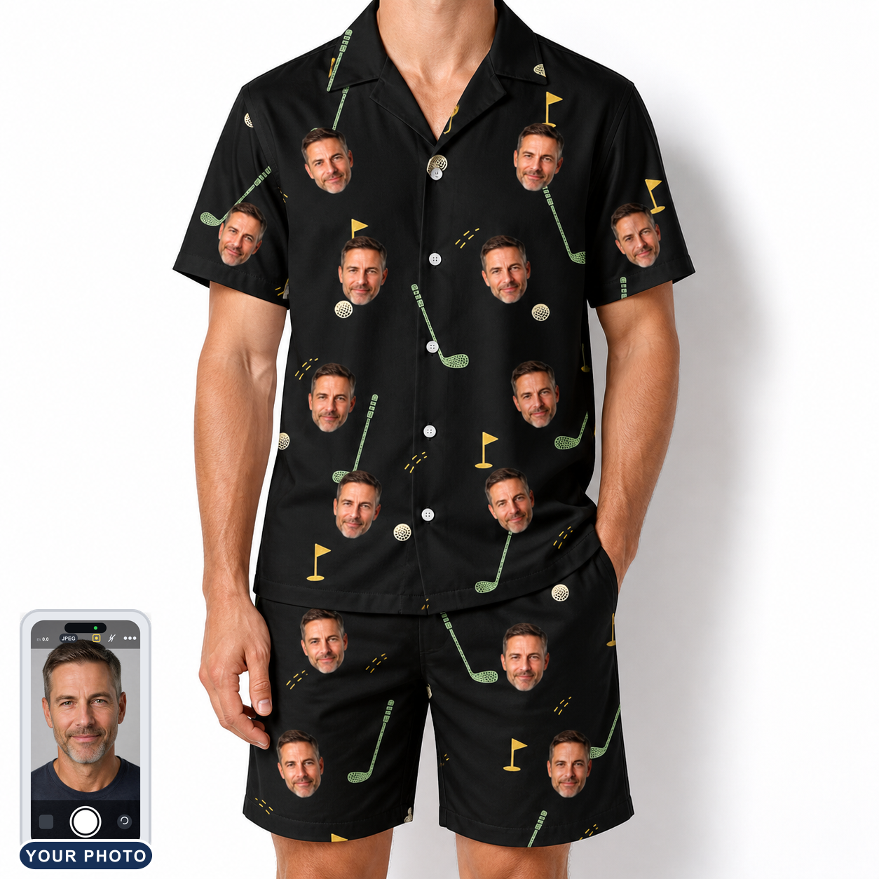 Men's Wedge Whirl Custom Face Shirt & Shorts Set