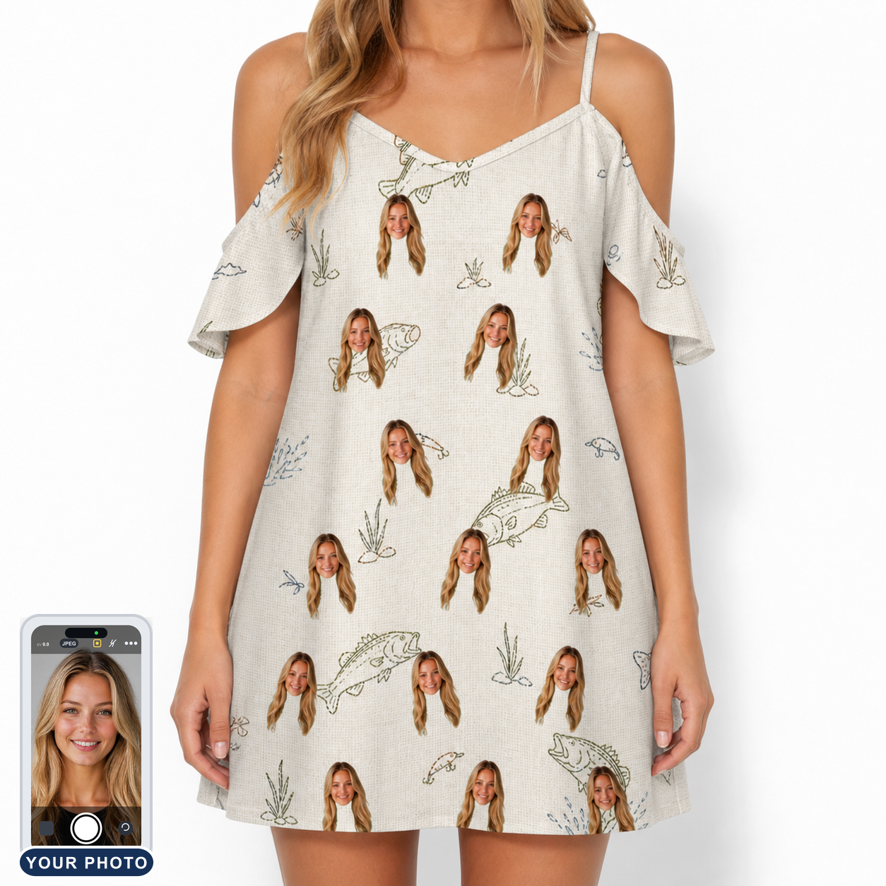 Women's Bass Bash Custom Face Off-Shoulder Dress