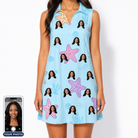 Women's Nautical Nuptials Custom Face V-Neck Dress
