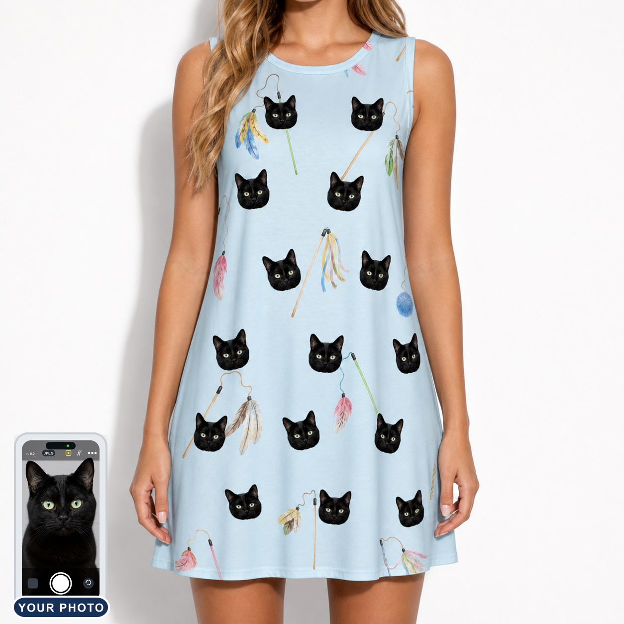 Women's Pounce Patrol Custom Cat Face Tank Dress