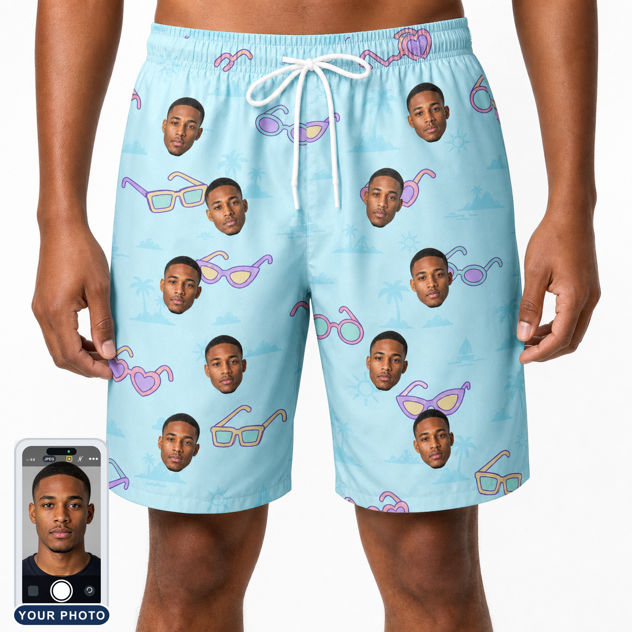 Men's Sunny Specs Custom Face Beach Shorts