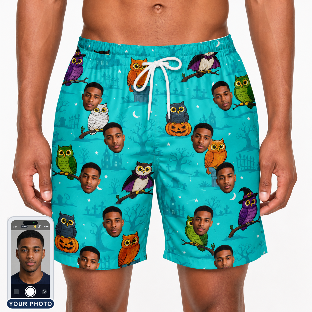 Men's Nocturnal Nonsense Custom Face Beach Shorts