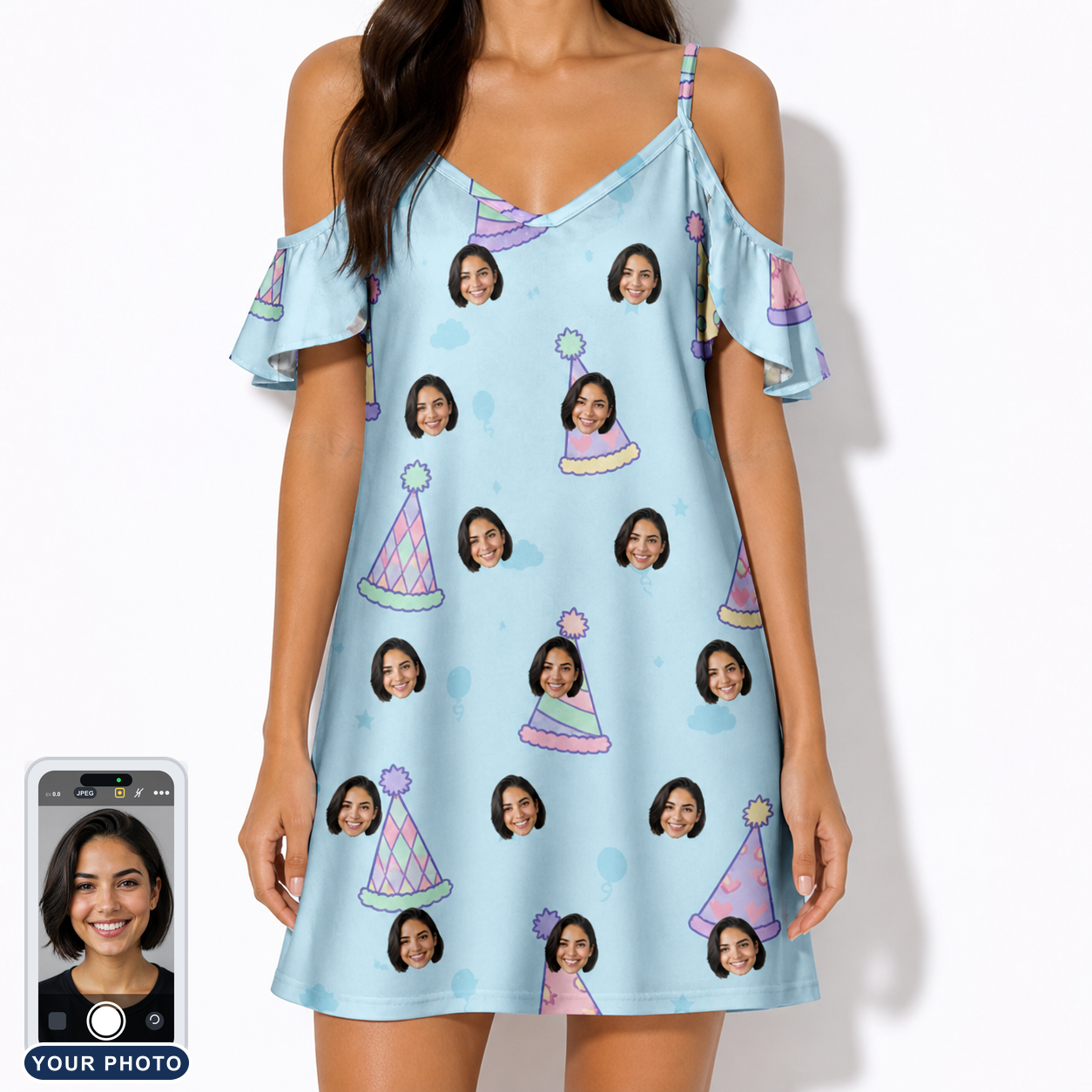 Women's Hat Trickery Custom Face Off-Shoulder Dress