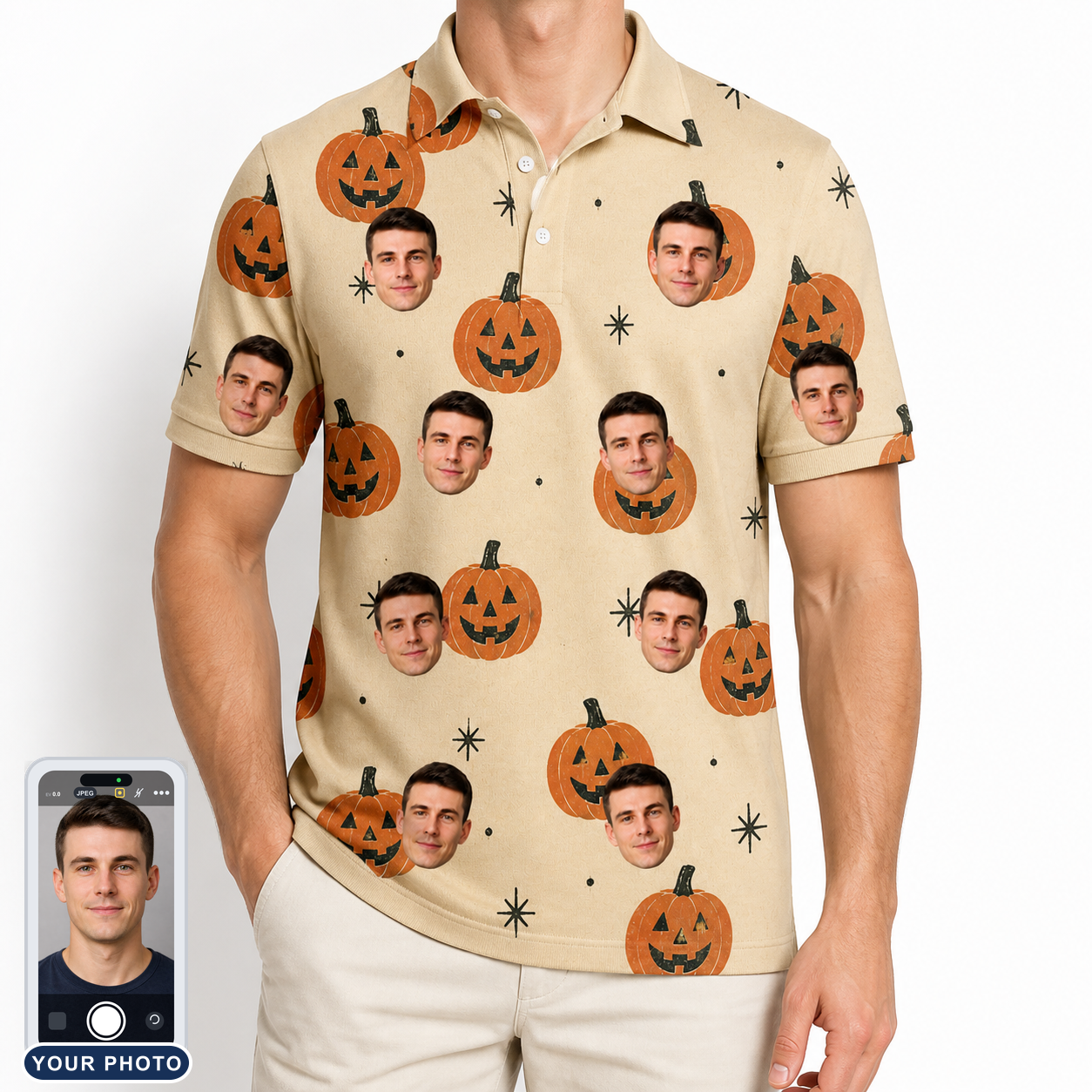 Men's Gourd Grins Custom Face Polo Shirt