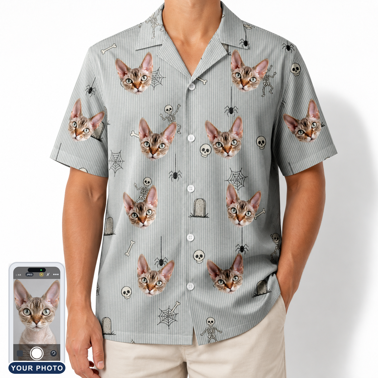 Men's Tombstone Tango Custom Cat Face Hawaiian Shirt