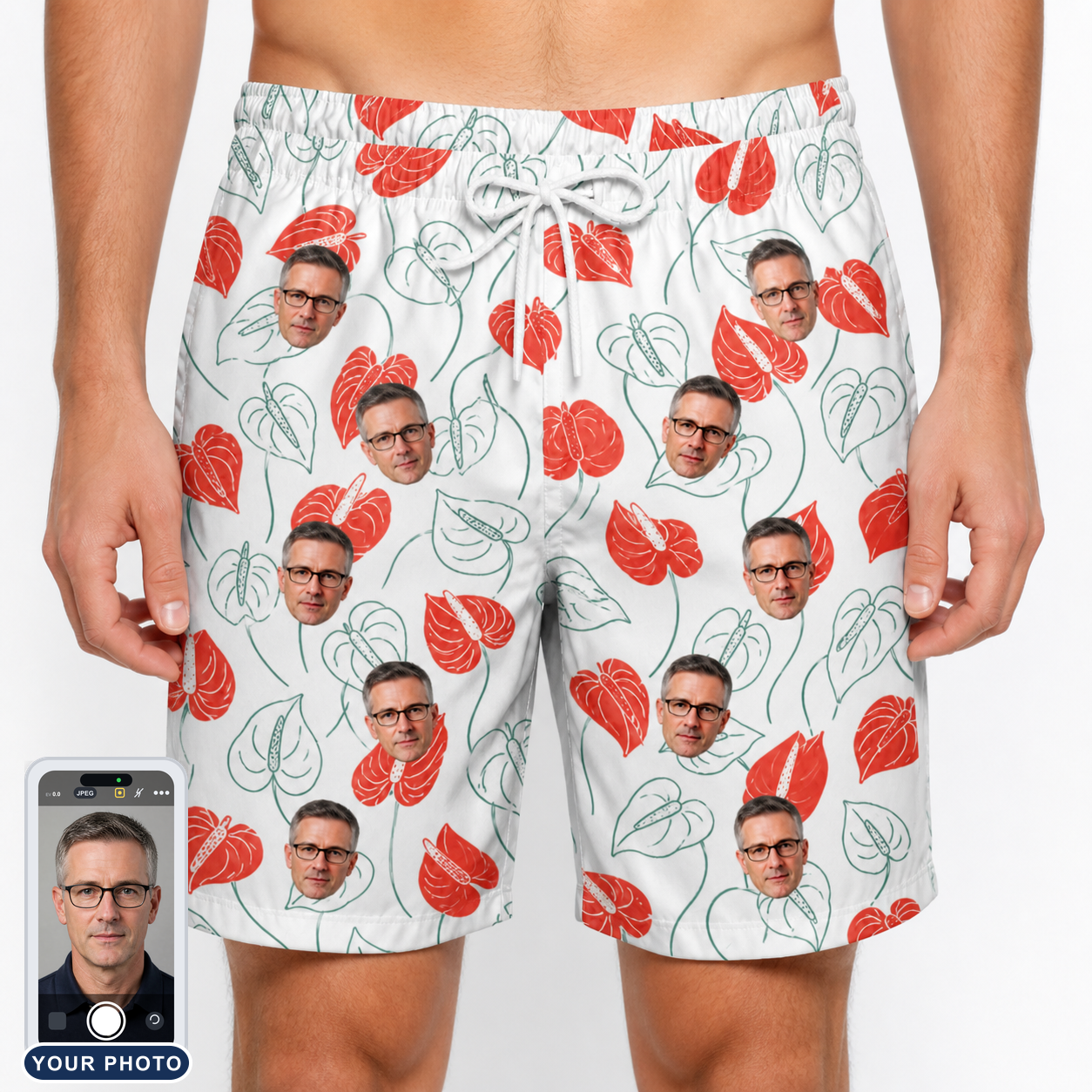 Men's Heartleaf Heat Custom Face Beach Shorts