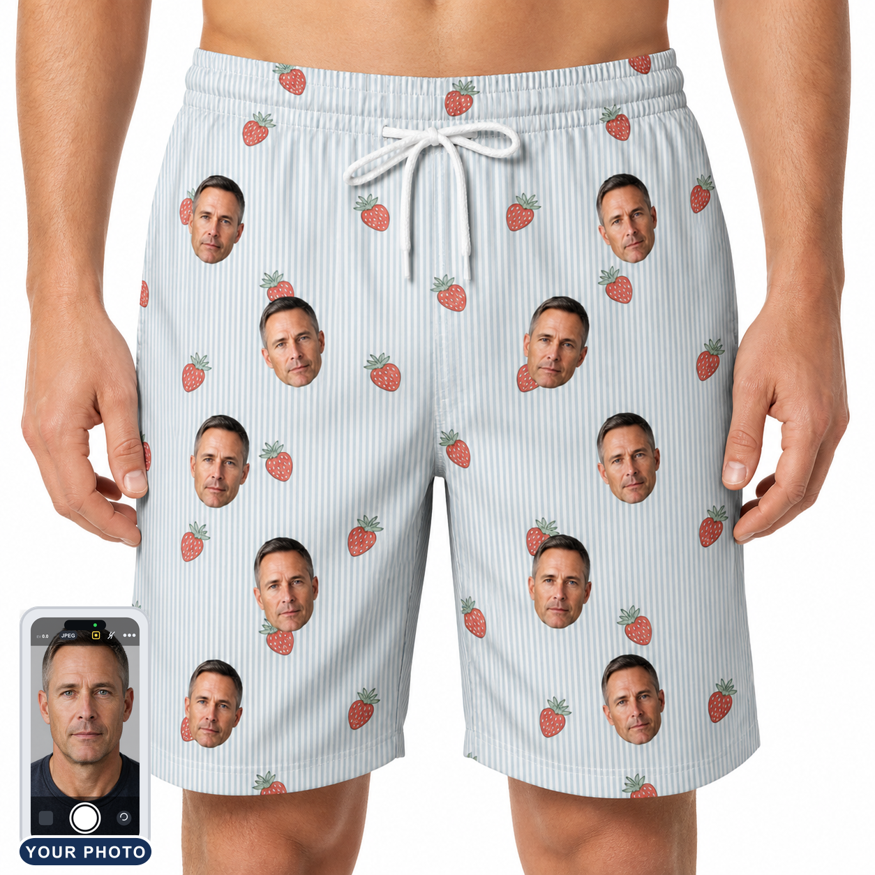 Men's Berry Merry Custom Face Beach Shorts