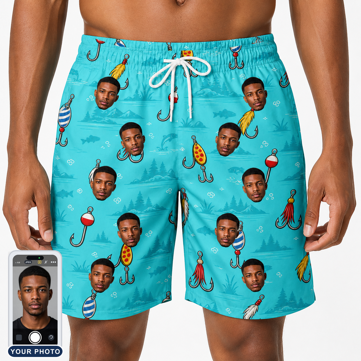 Men's Barbed Banter Custom Face Beach Shorts