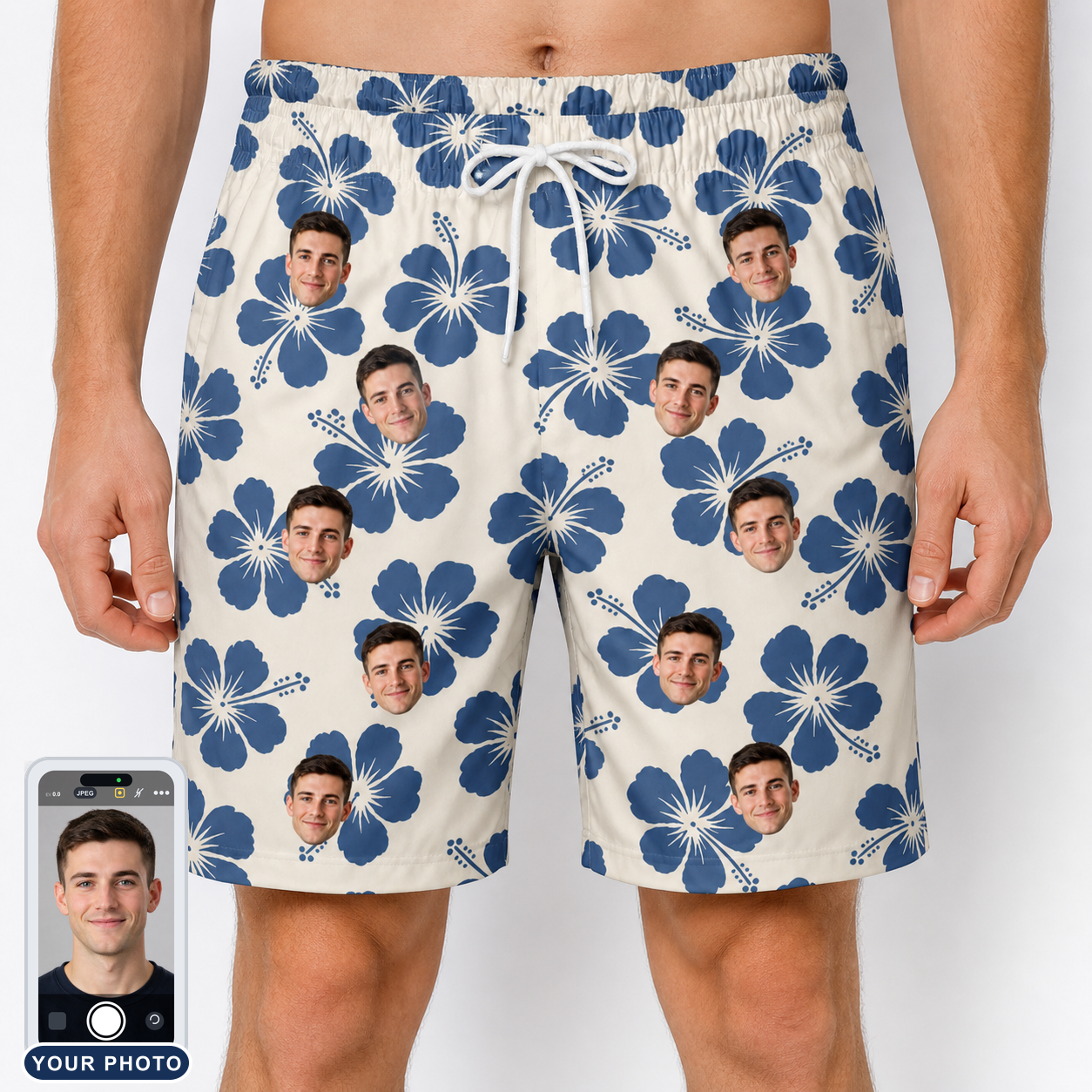 Men's Flora Fiesta Custom Face Beach Shorts
