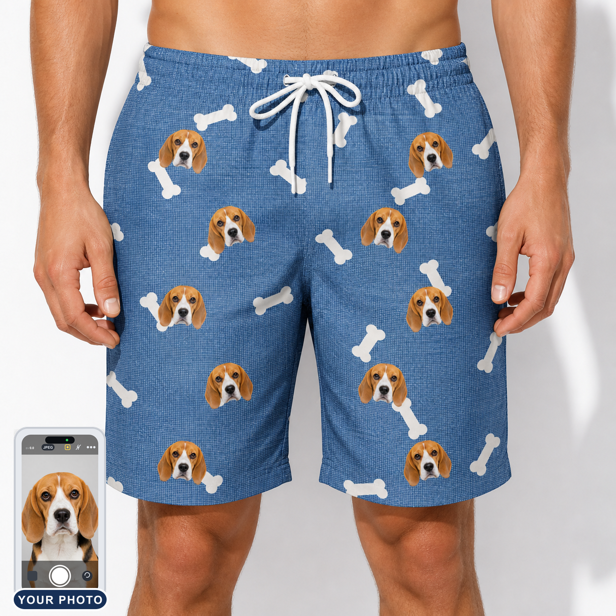 Men's Waggle Wafers Custom Dog Face Beach Shorts