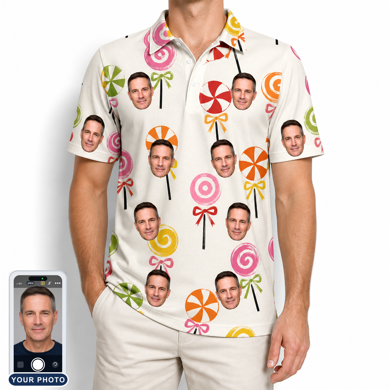 Men's Lolli Jubilee Custom Face Polo Shirt