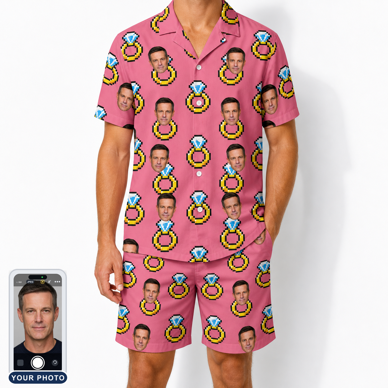 Men's Jewel Jitters Custom Face Shirt & Shorts Set