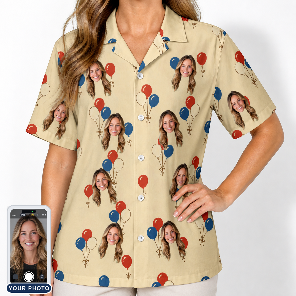 Women's Balloon Brigade Custom Face Hawaiian Shirt