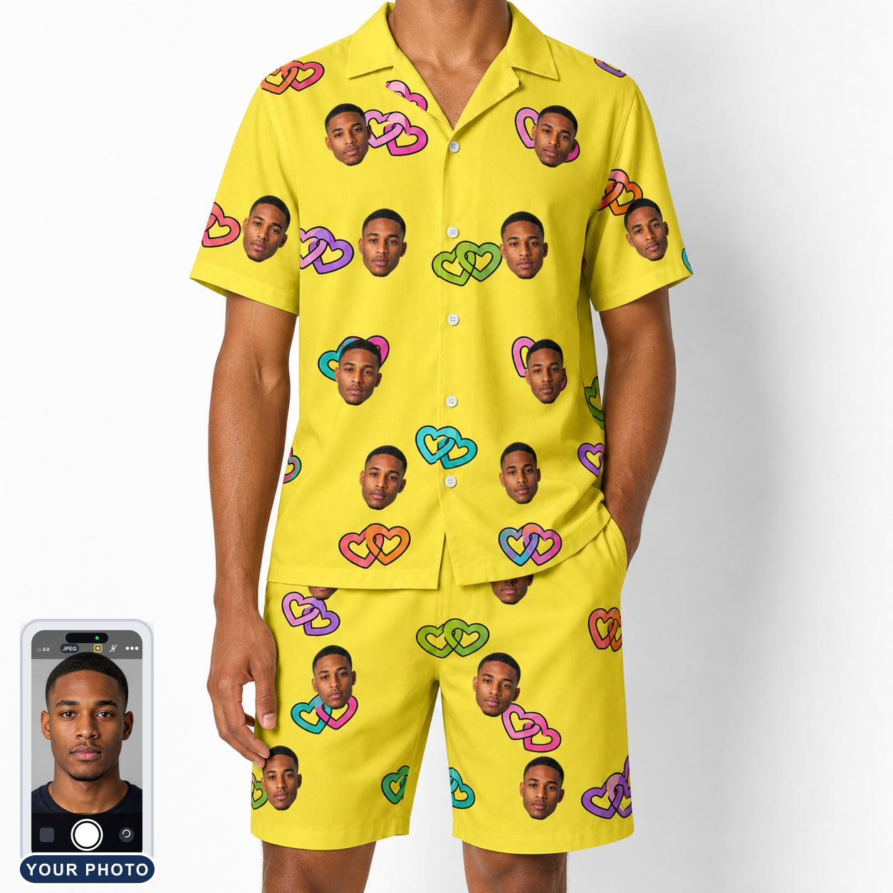Men's Entwined Escapade Custom Face Shirt & Shorts Set