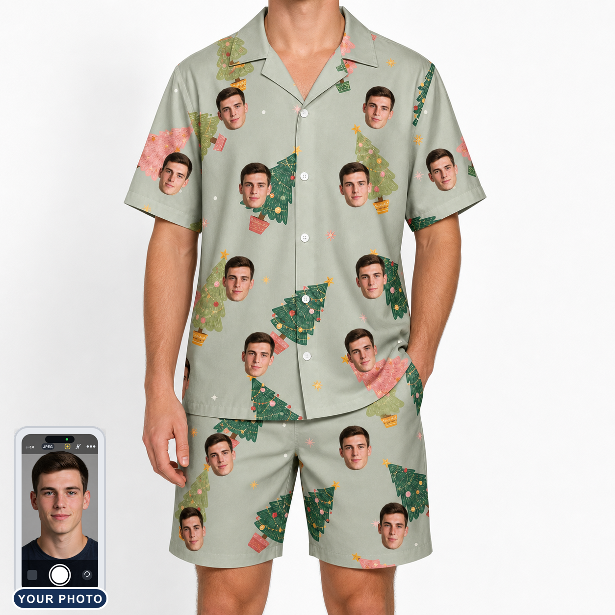 Men's Trimmed Tannenbaums Custom Face Shirt & Shorts Set