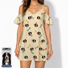 Women's Chewsy Chompers Custom Dog Face Off-Shoulder Dress