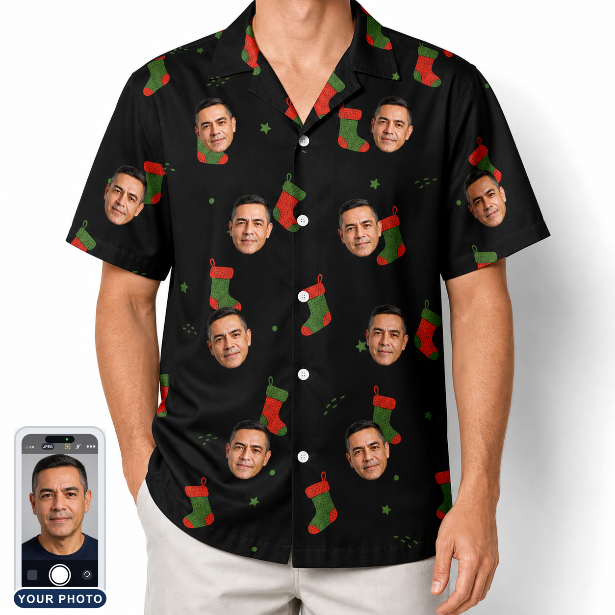 Men's Stocking Stuffer Custom Face Hawaiian Shirt