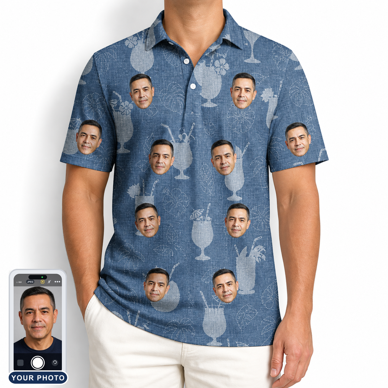Men's Retro Rhumba Custom Face Polo Shirt