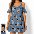 Women's Retro Rhumba Custom Face Off-Shoulder Dress