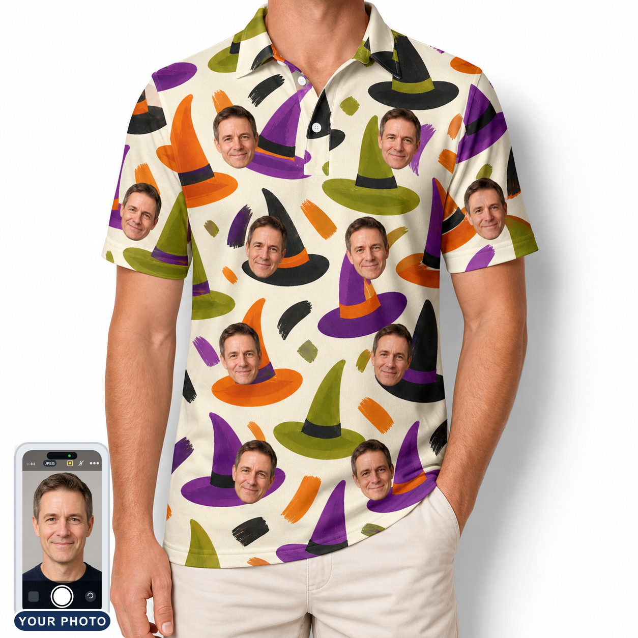 Men's Samhain Silhouettes Custom Face Polo Shirt