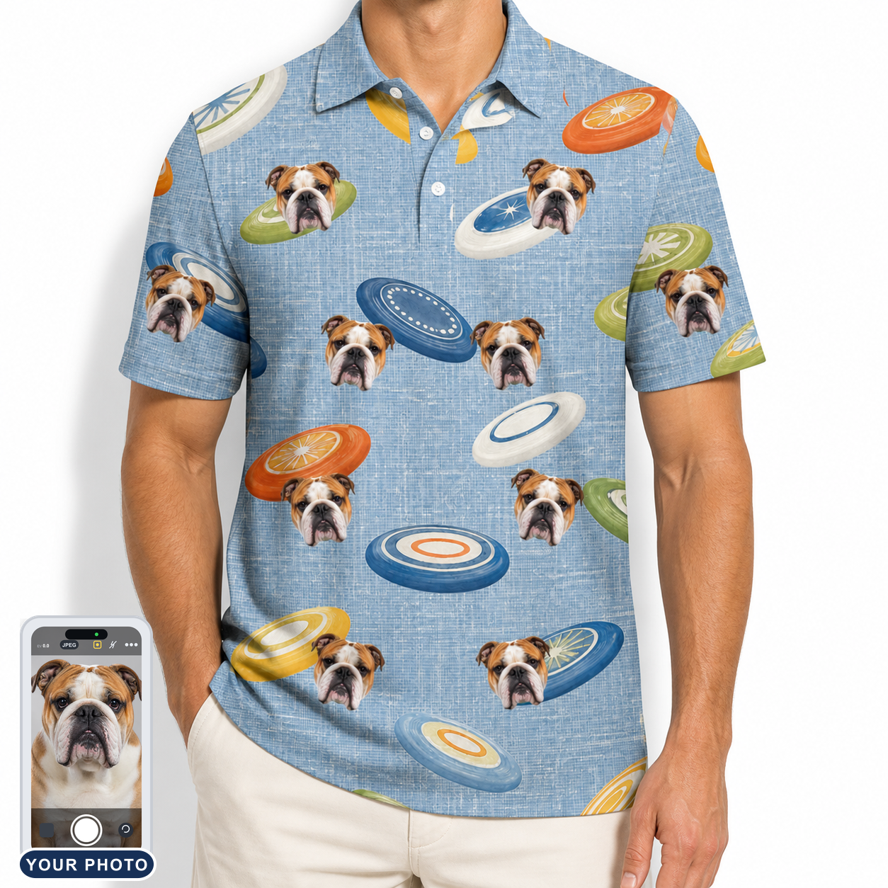 Men's Aero Barkers Custom Dog Face Polo Shirt