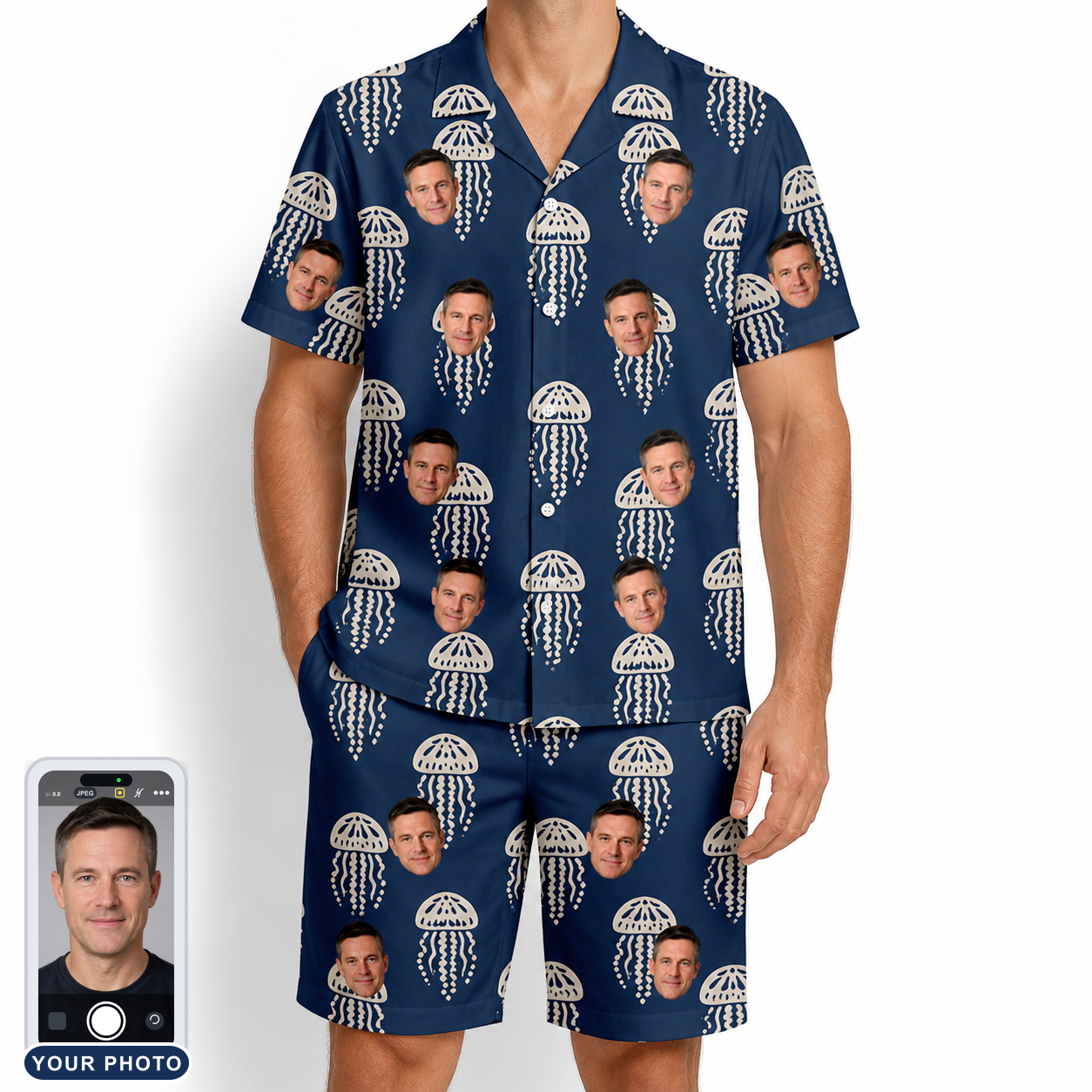 Men's Nettle Nebula Custom Face Shirt & Shorts Set