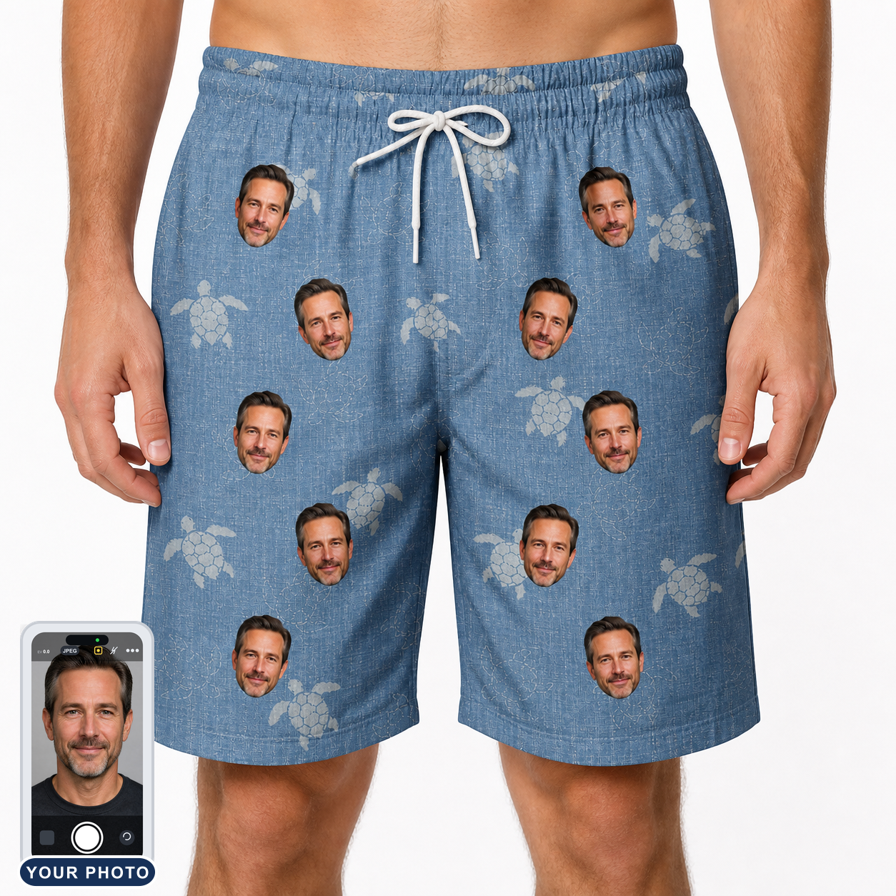 Men's Flipper Floats Custom Face Beach Shorts