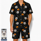 Men's Cackle Carvings Custom Cat Face Shirt & Shorts Set