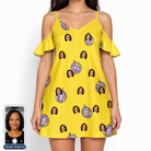 Women's Mirrorball Mischief Custom Face Off-Shoulder Dress
