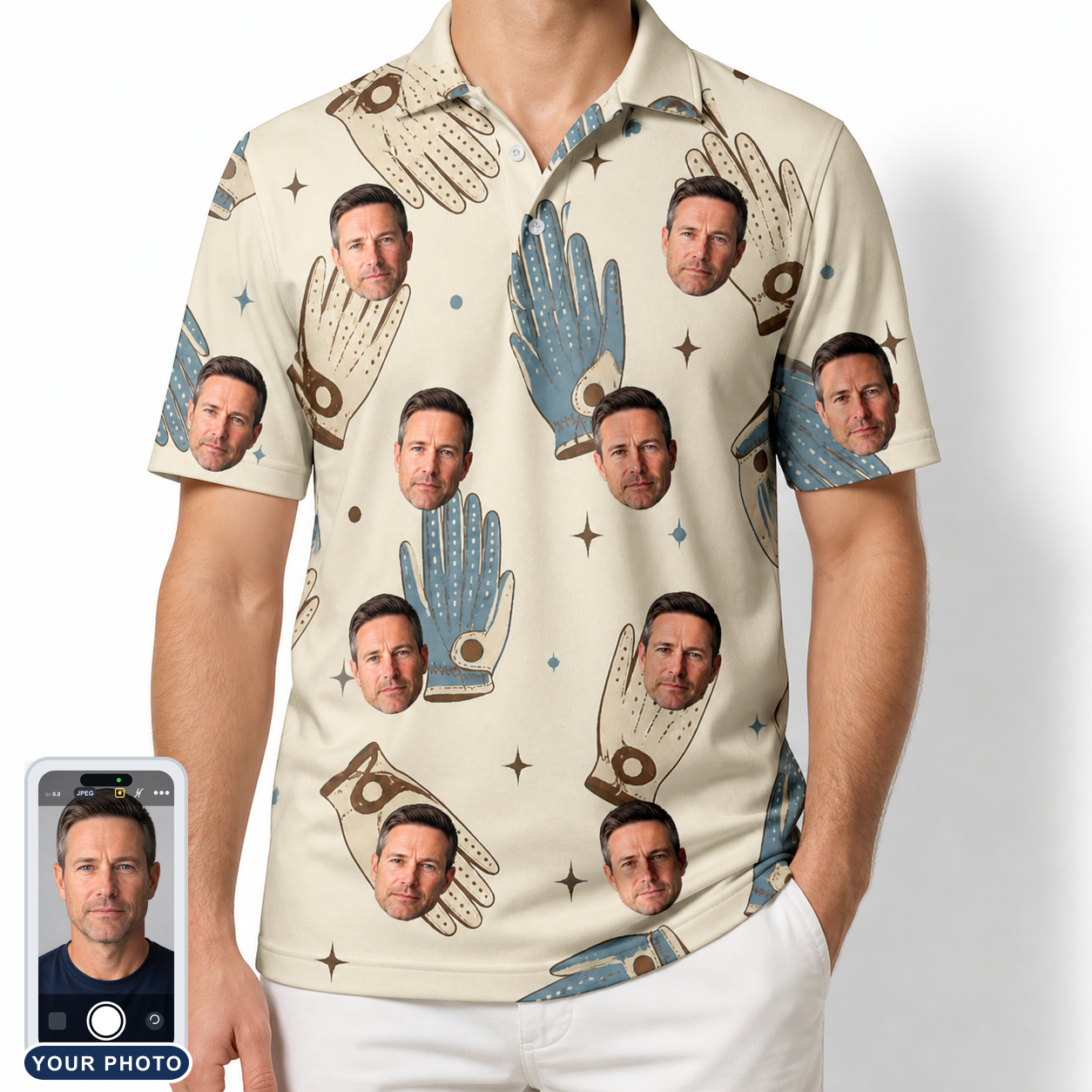 Men's Grip Happens Custom Face Polo Shirt