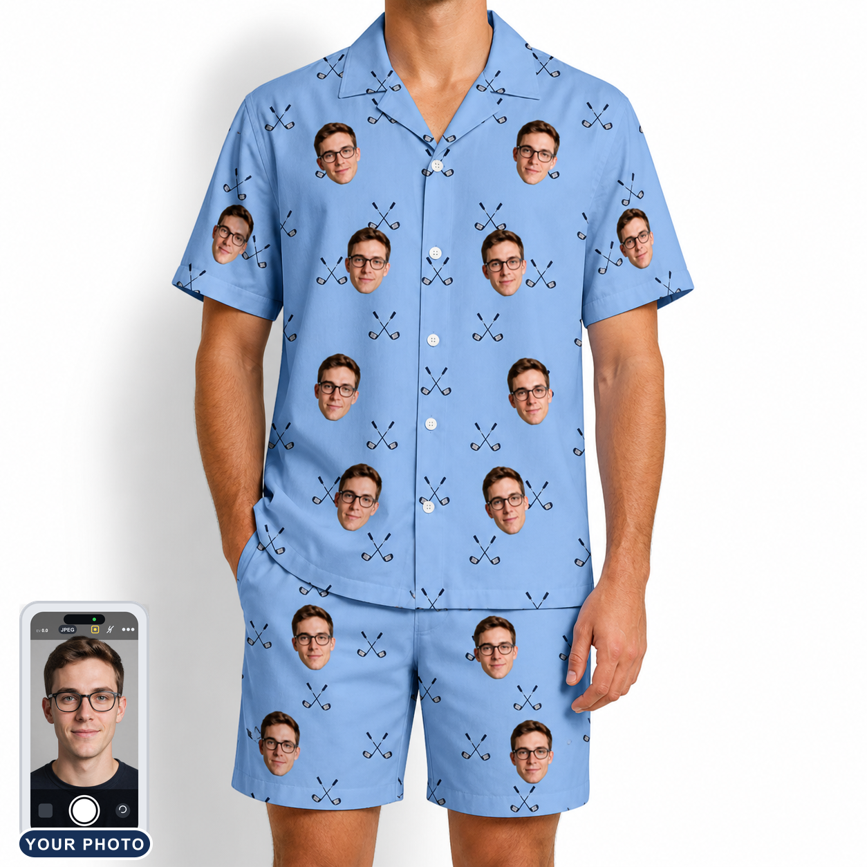 Men's Iron Icons Custom Face Shirt & Shorts Set