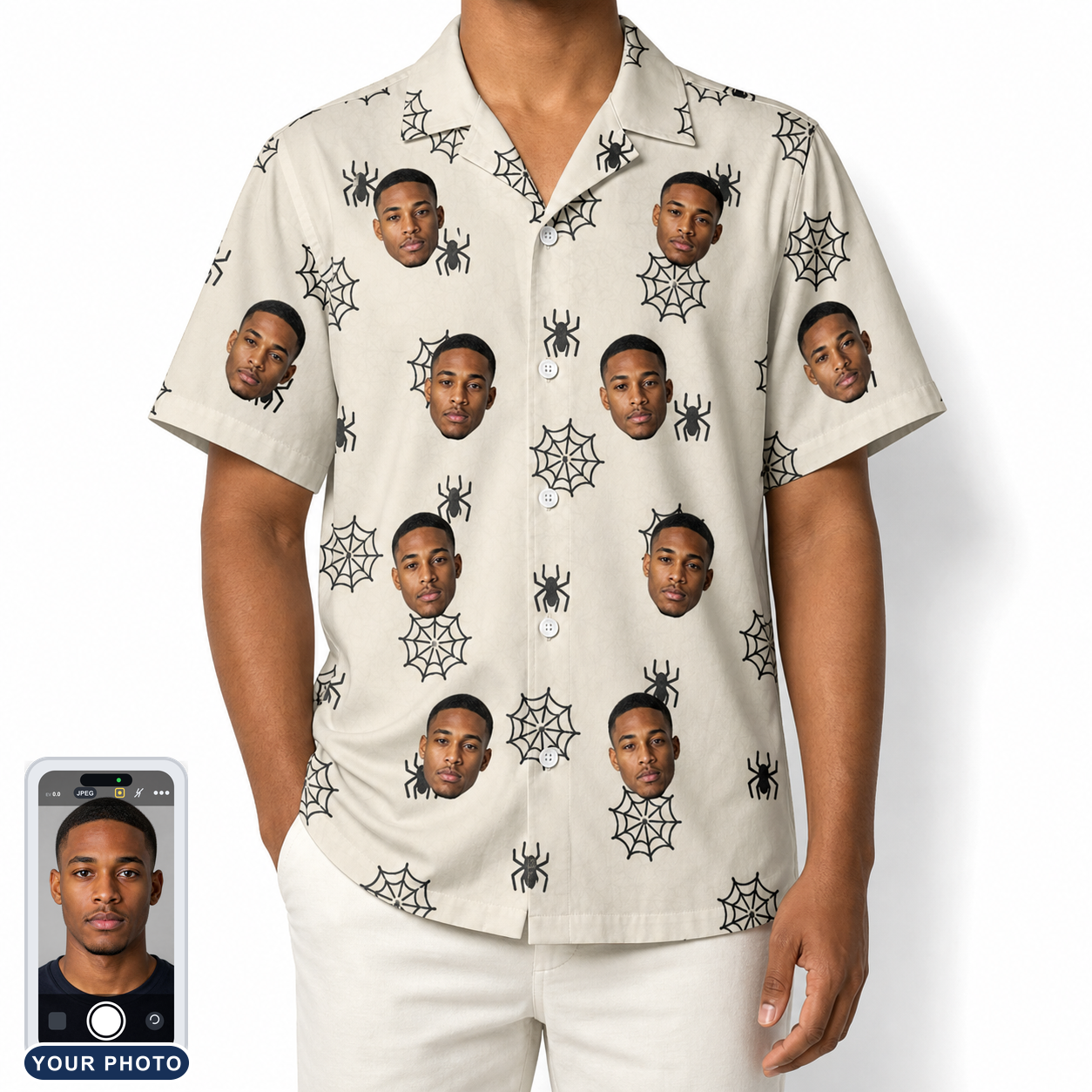 Men's Spooky Spinners Custom Face Hawaiian Shirt