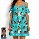 Women's Button Blizzard Custom Face Off-Shoulder Dress