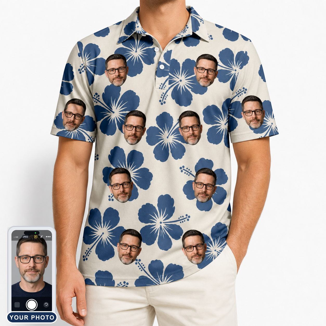 Men's Flora Fiesta Custom Face Polo Shirt