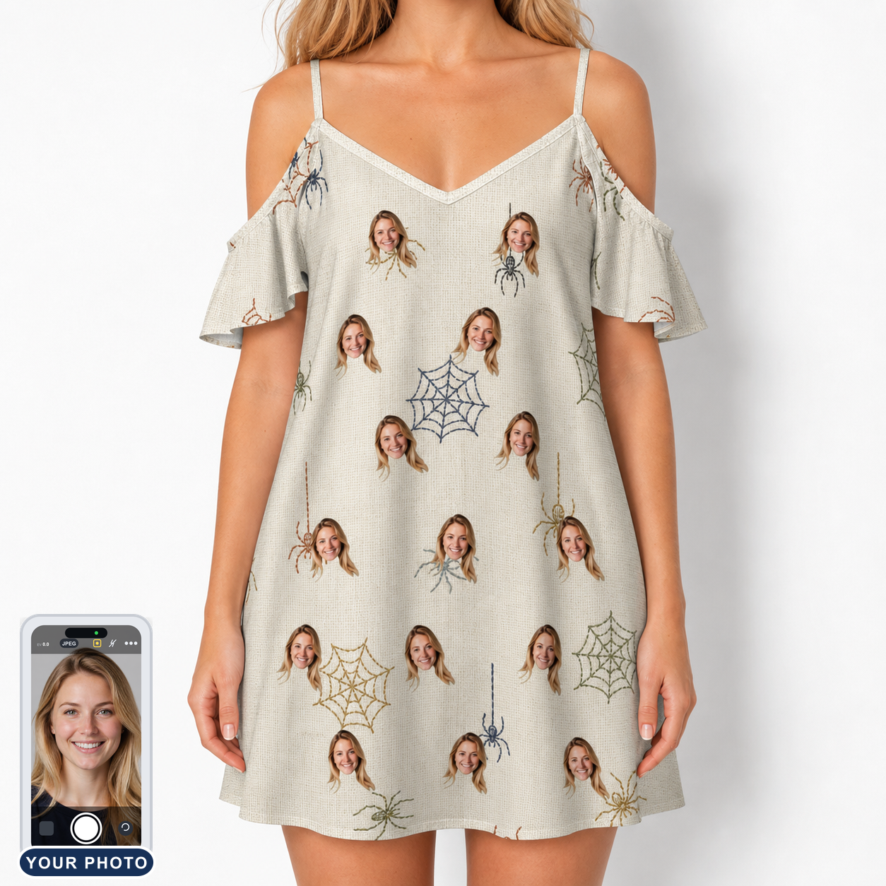 Women's Gossamer Ghouls Custom Face Off-Shoulder Dress