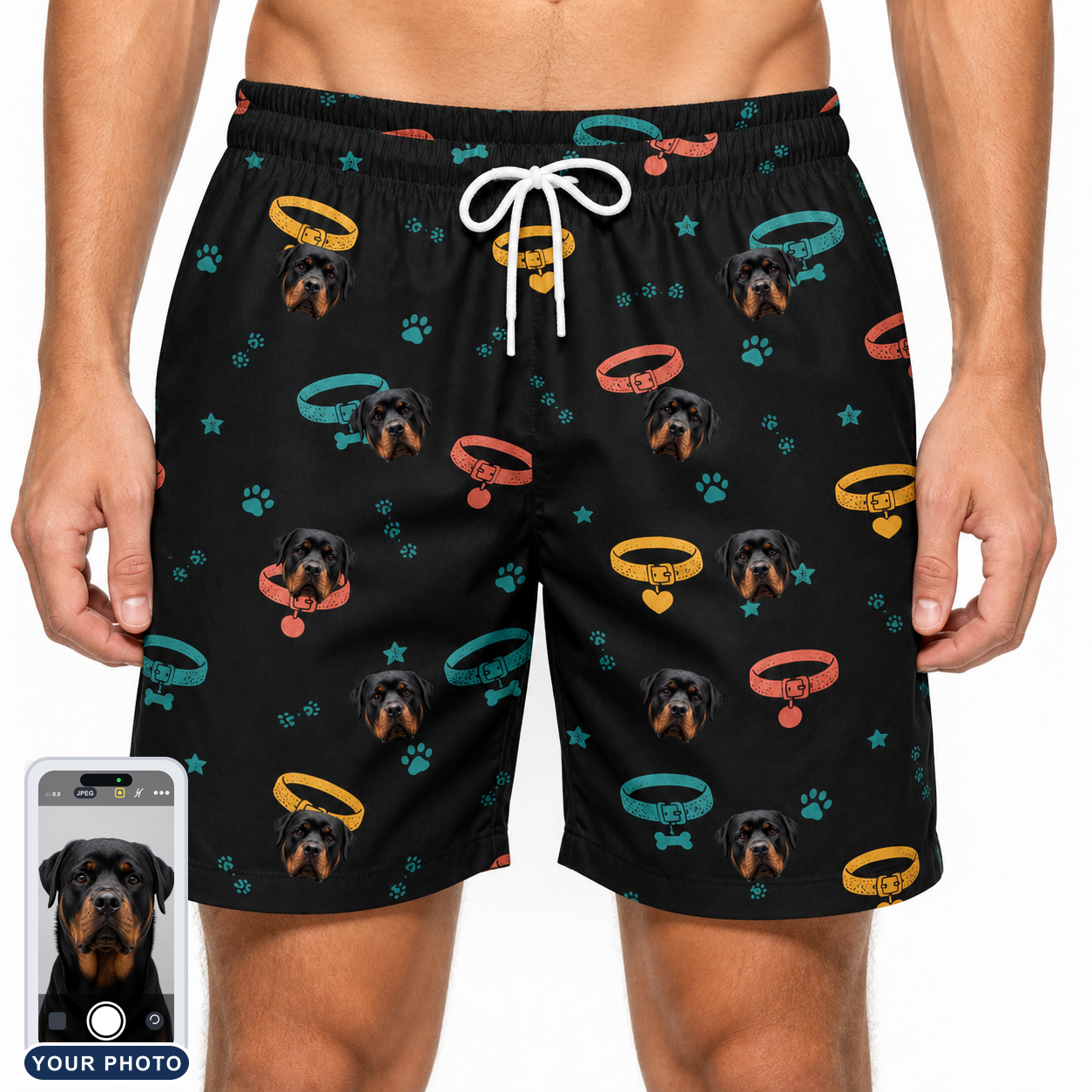 Men's Bark Buckles Custom Dog Face Beach Shorts