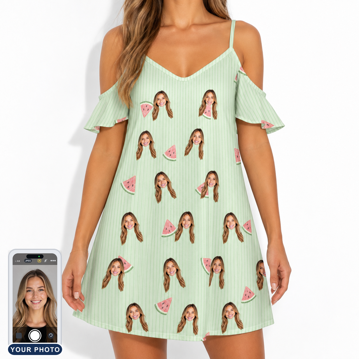Women's Rindependence Day Custom Face Off-Shoulder Dress
