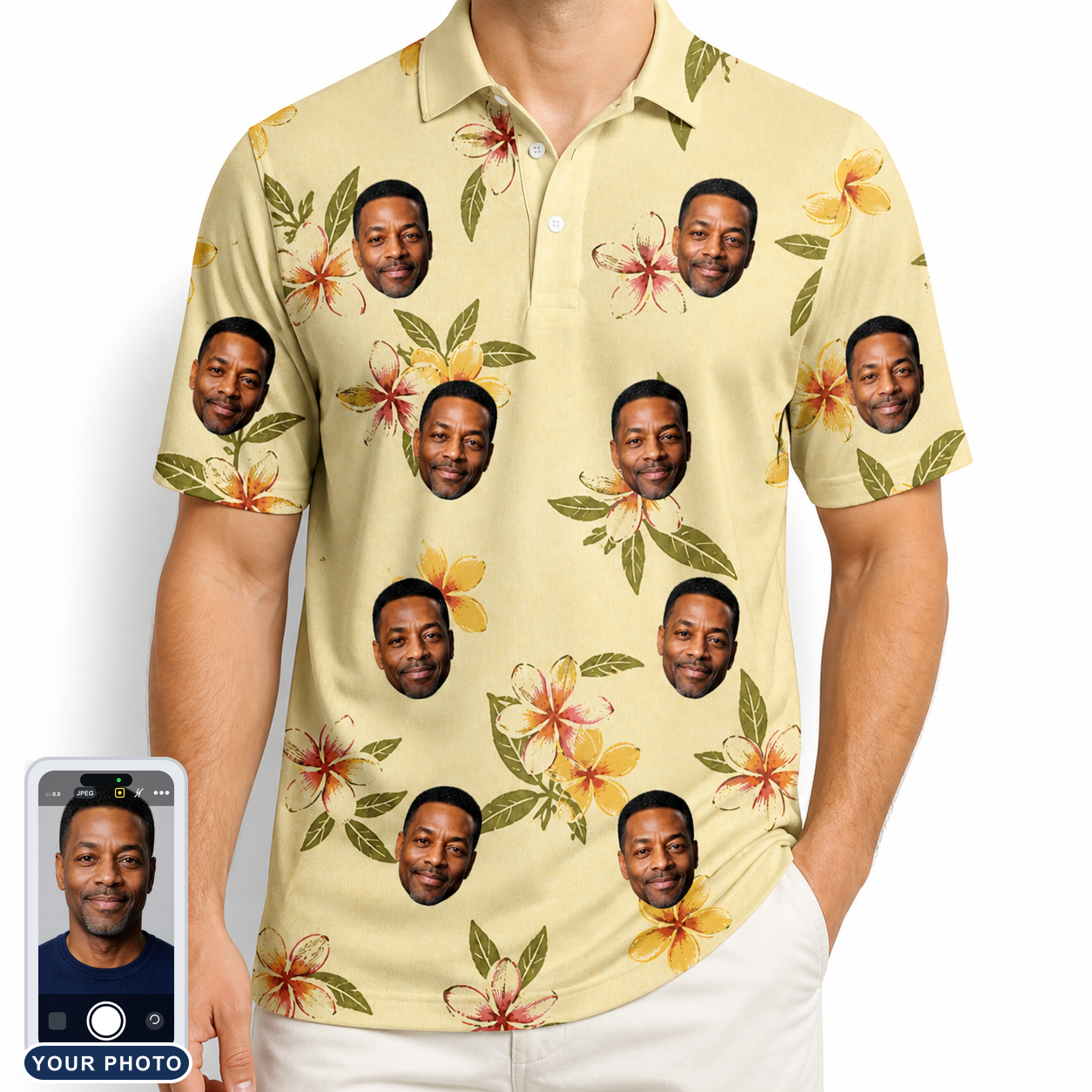 Men's Frangipani Frolic Custom Face Polo Shirt