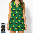 Women's Tennis Tails Custom Dog Face V-Neck Dress
